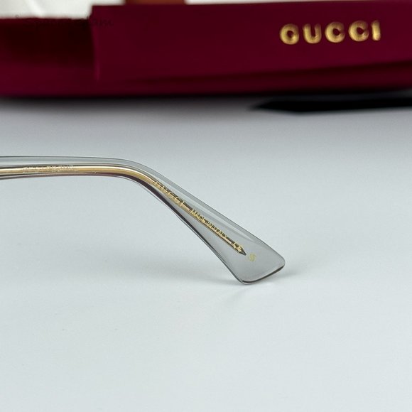 NEW Gucci GG0184O 005 Gray Clear Gold Square Unisex Eyeglasses - Picture 7 of 11
